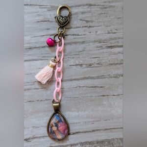 Pink Multicolor Teardrop Pendant Bag Charm